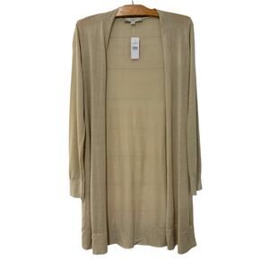 Ann Taylor LOFT | Cardigan Sweater Lightweight Tan Neutral Minimalist NWT Large